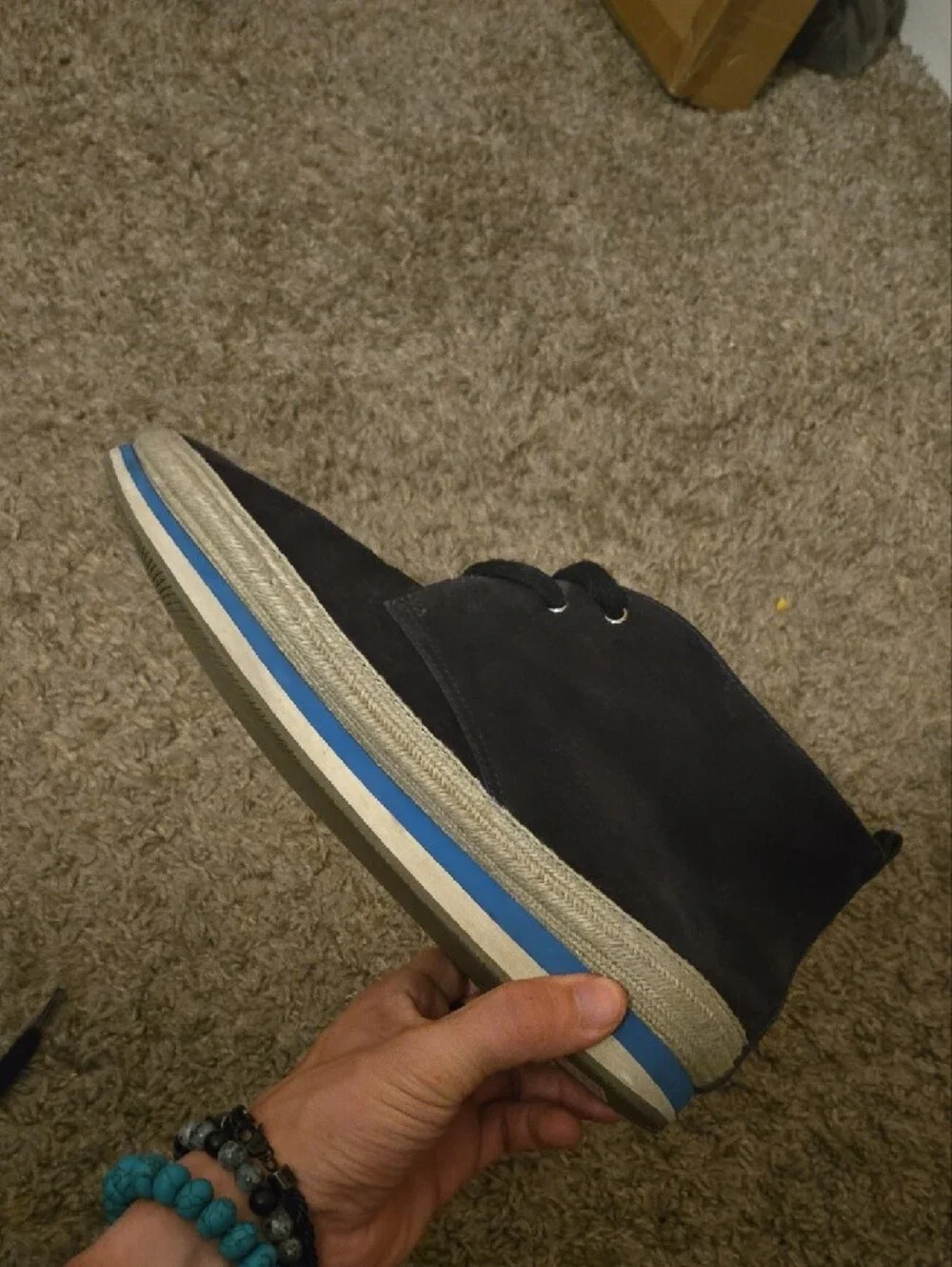 Prada Navy Blue Suede Chukka Boots with Blue Trim